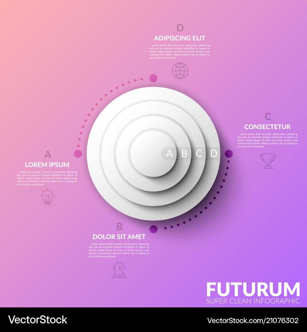 Circular chart with four round elements placed one Circular chart with four round elements placed one vector image
