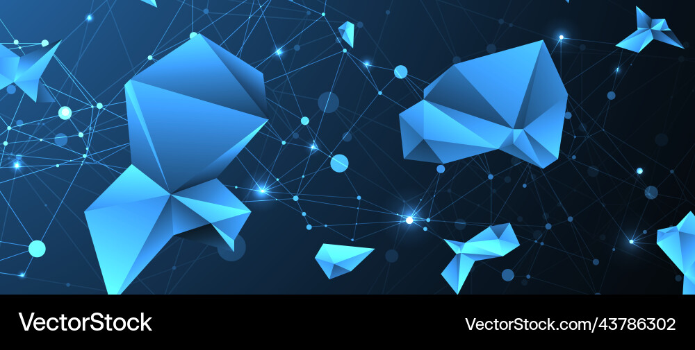 Connected polygons glowing blue plexus background Connected polygons glowing blue plexus background vector image