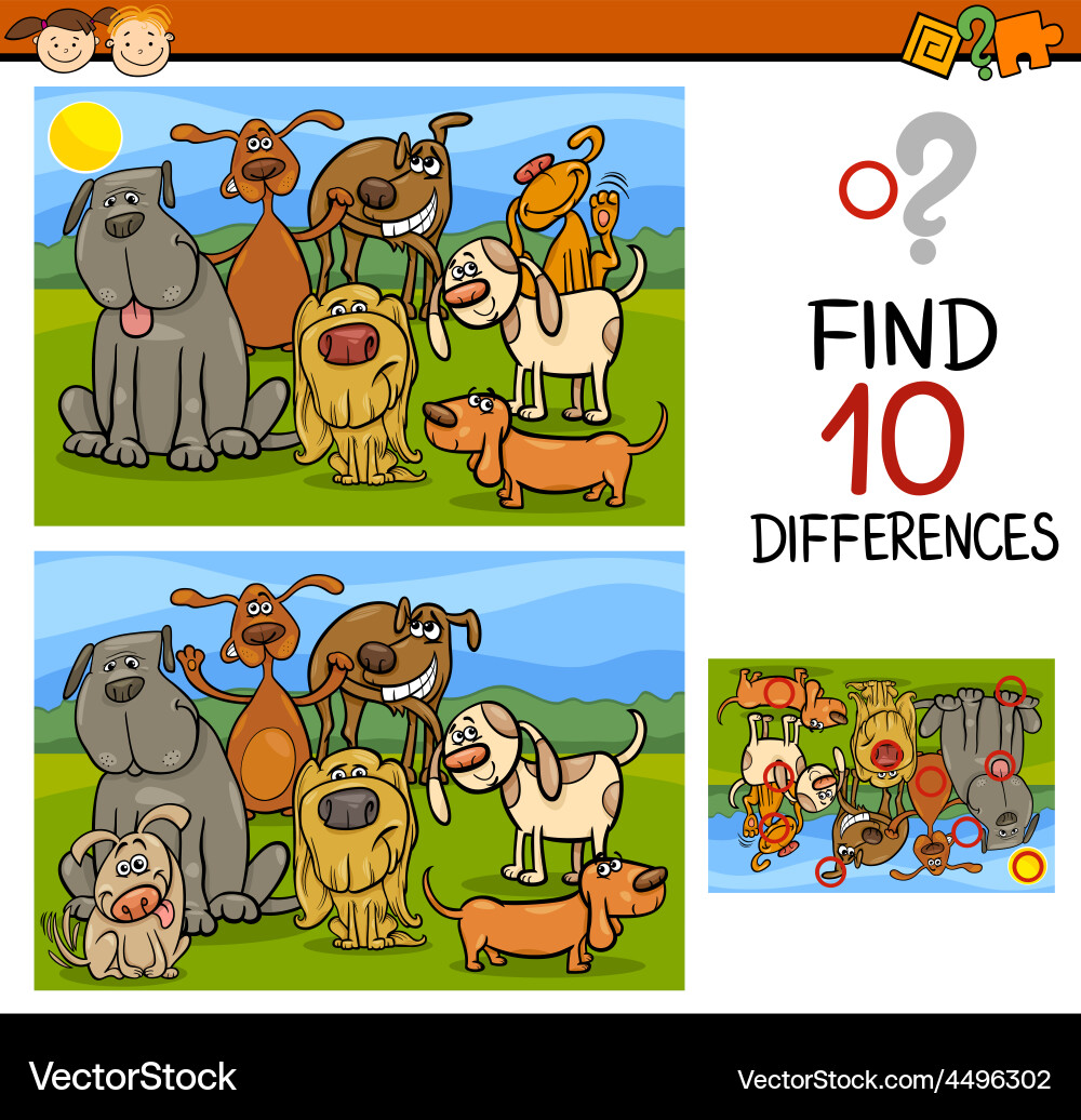 Finding Differences Kids Game Cartoon vector image