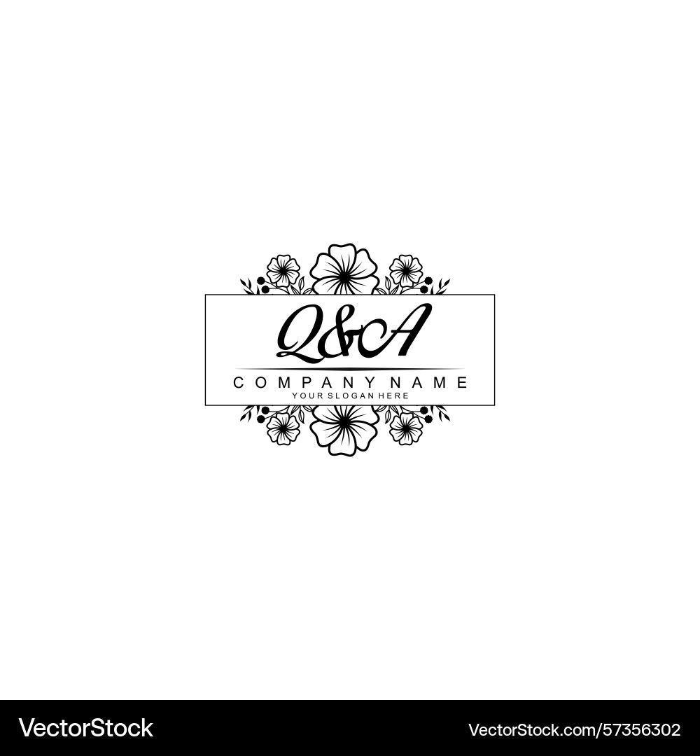 Floral handwriting initial logo qa with nature Vector Image