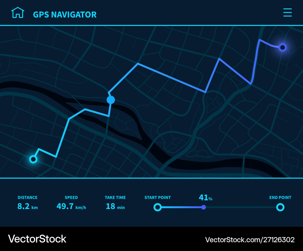 Futuristic GPS Route Dashboard vector image