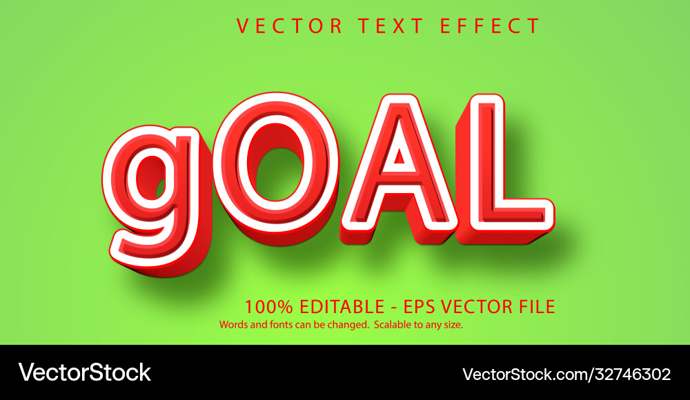 Goal text game style editable effect Goal text game style editable effect vector image
