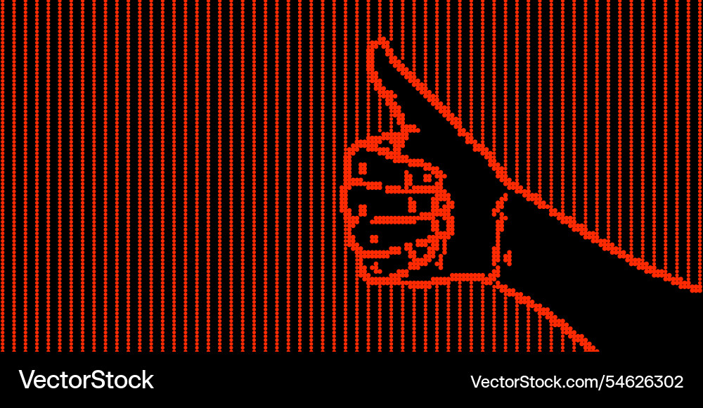 Hand with finger pointing up on a red background Hand with finger pointing up on a red background vector image