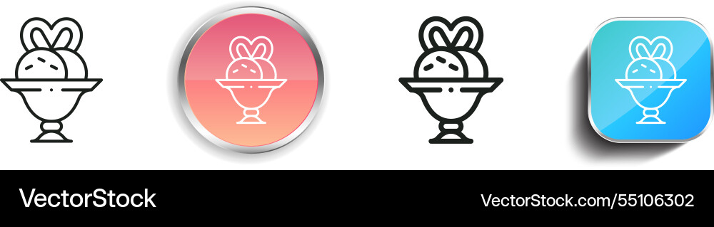 Ice cream icon thin linear regular and button vector image