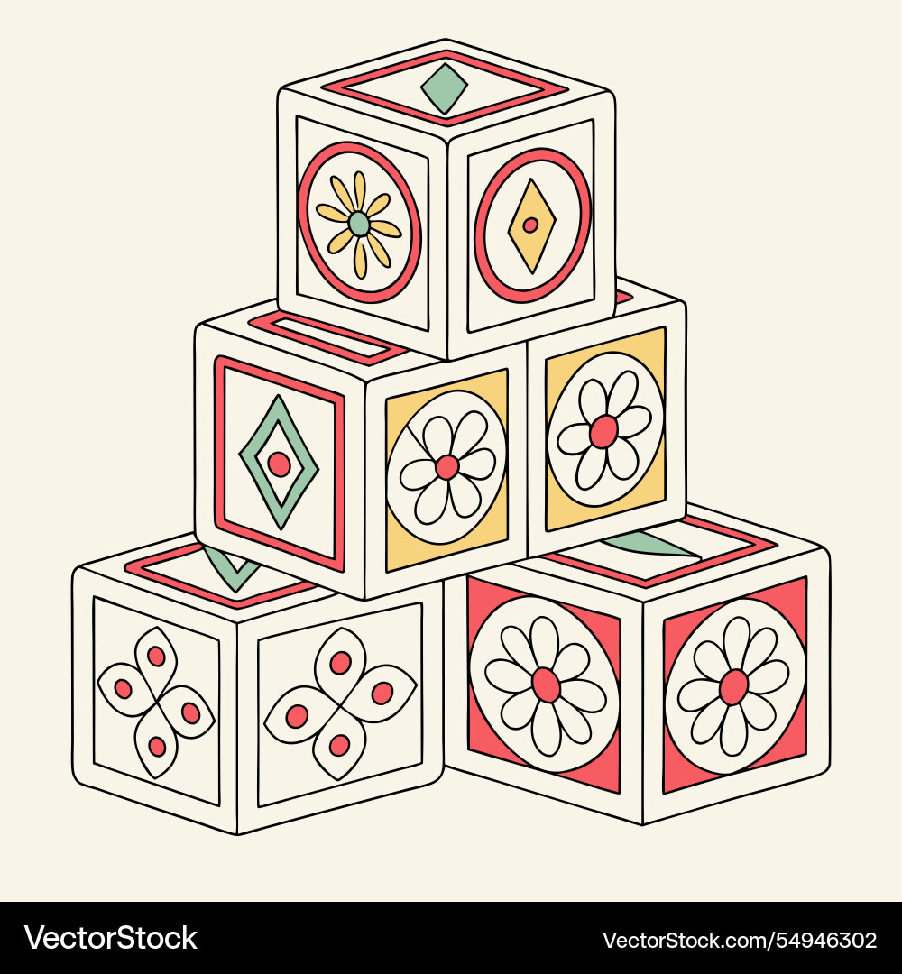 Intricate designs with stacked blocks in format Intricate designs with stacked blocks in format vector image