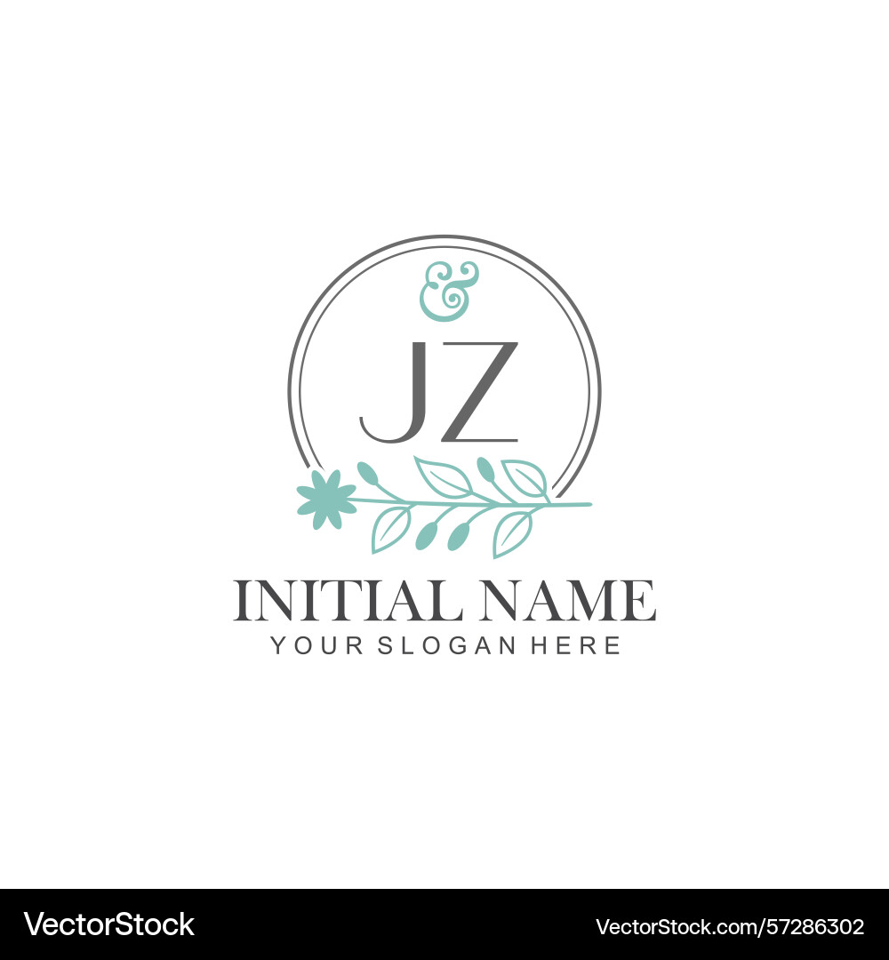Jz initial logo templates with botanical elements Vector Image