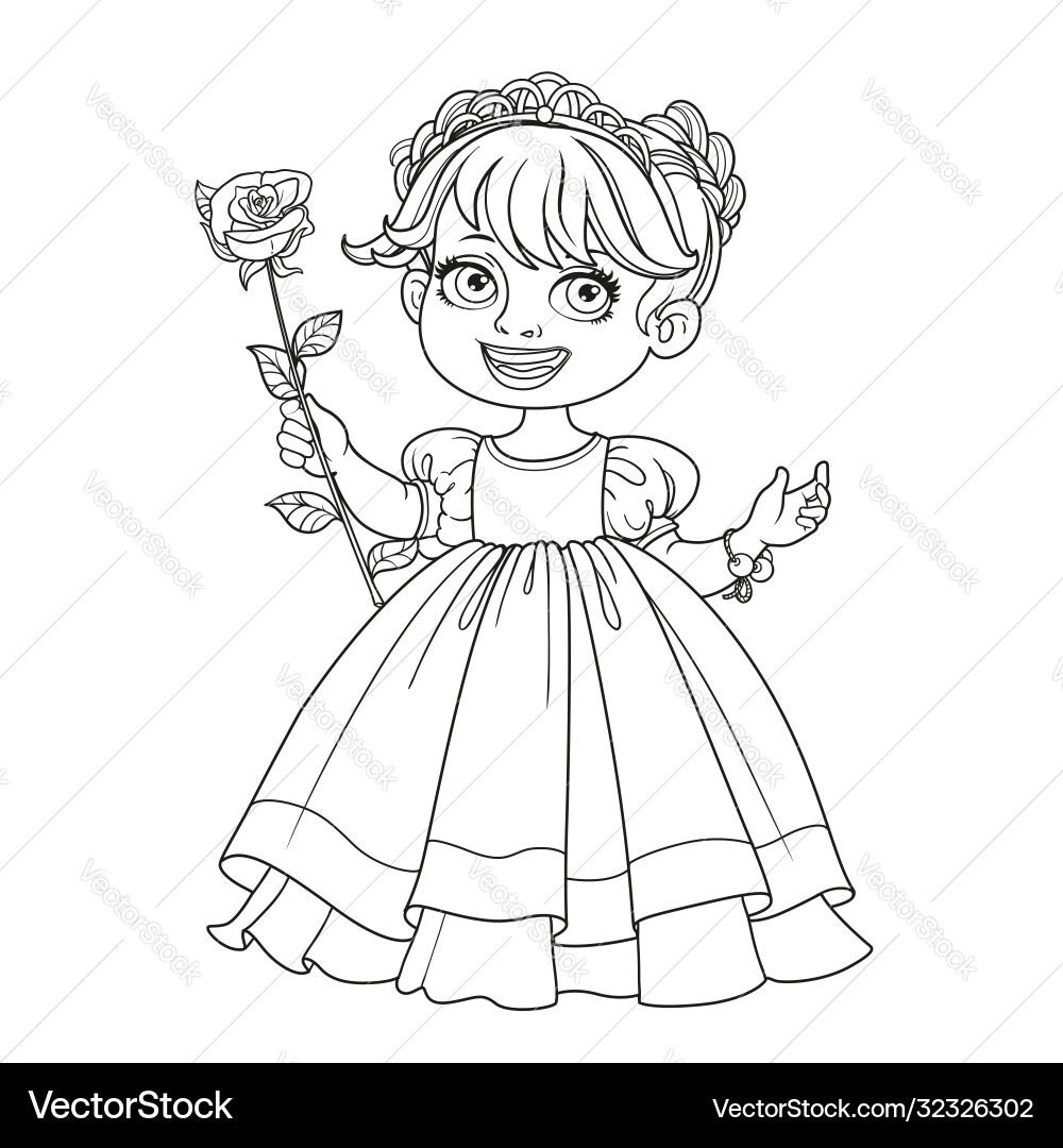 Little cute princess in tiara with beautiful Little cute princess in tiara with beautiful vector image