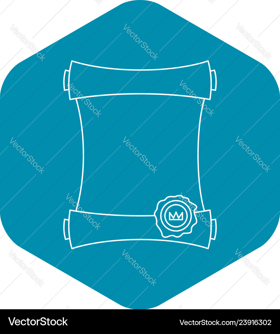 Paper scroll with wax seal icon outline style Paper scroll with wax seal icon outline style vector image