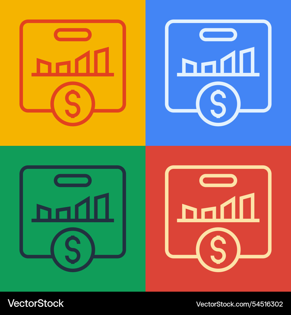 Pop art line kpi - key performance indicator icon Vector Image