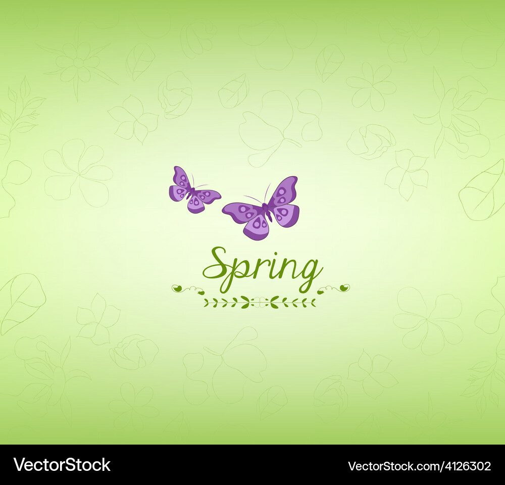 Spring green and butterfly background Vector Image