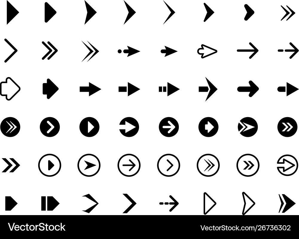 Web arrows symbols for website direction Web arrows symbols for website direction vector image