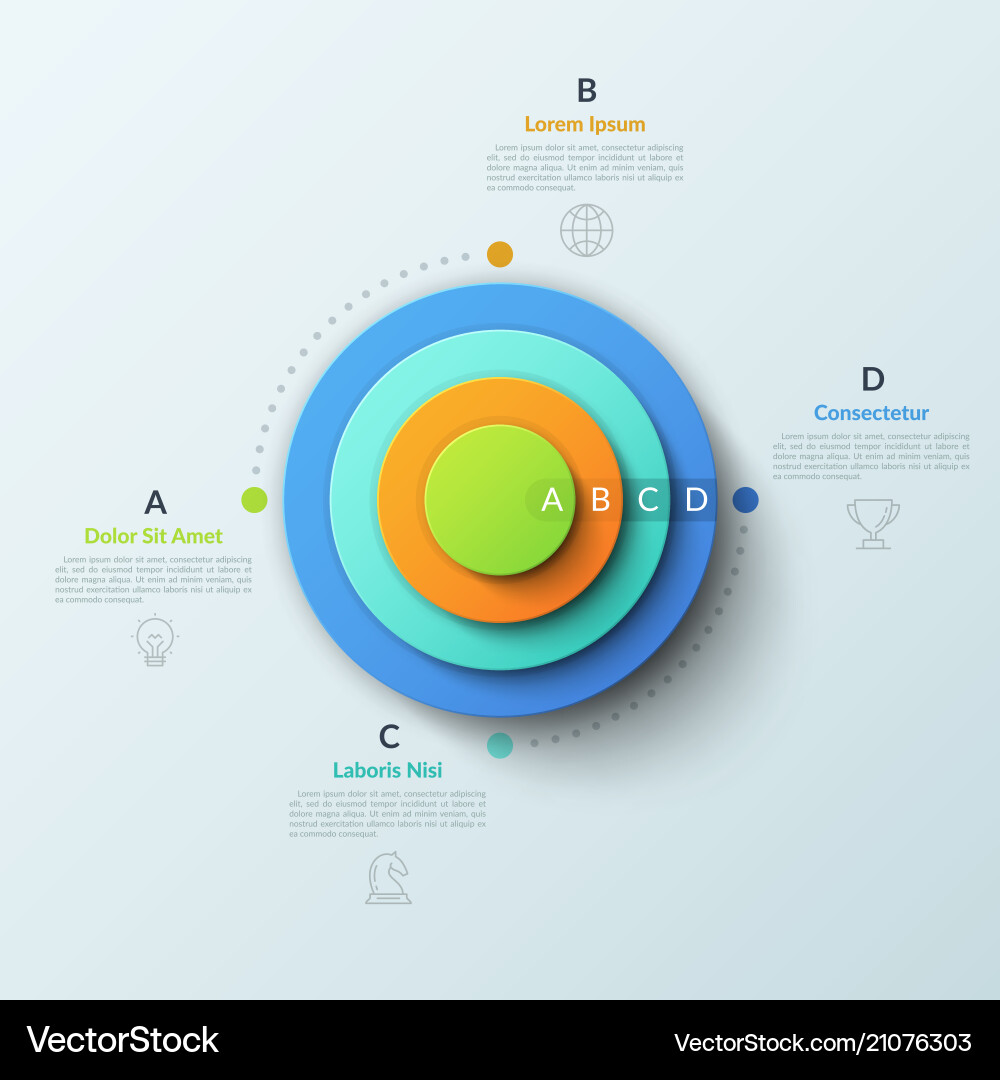 Circular chart with four round elements placed one Circular chart with four round elements placed one vector image