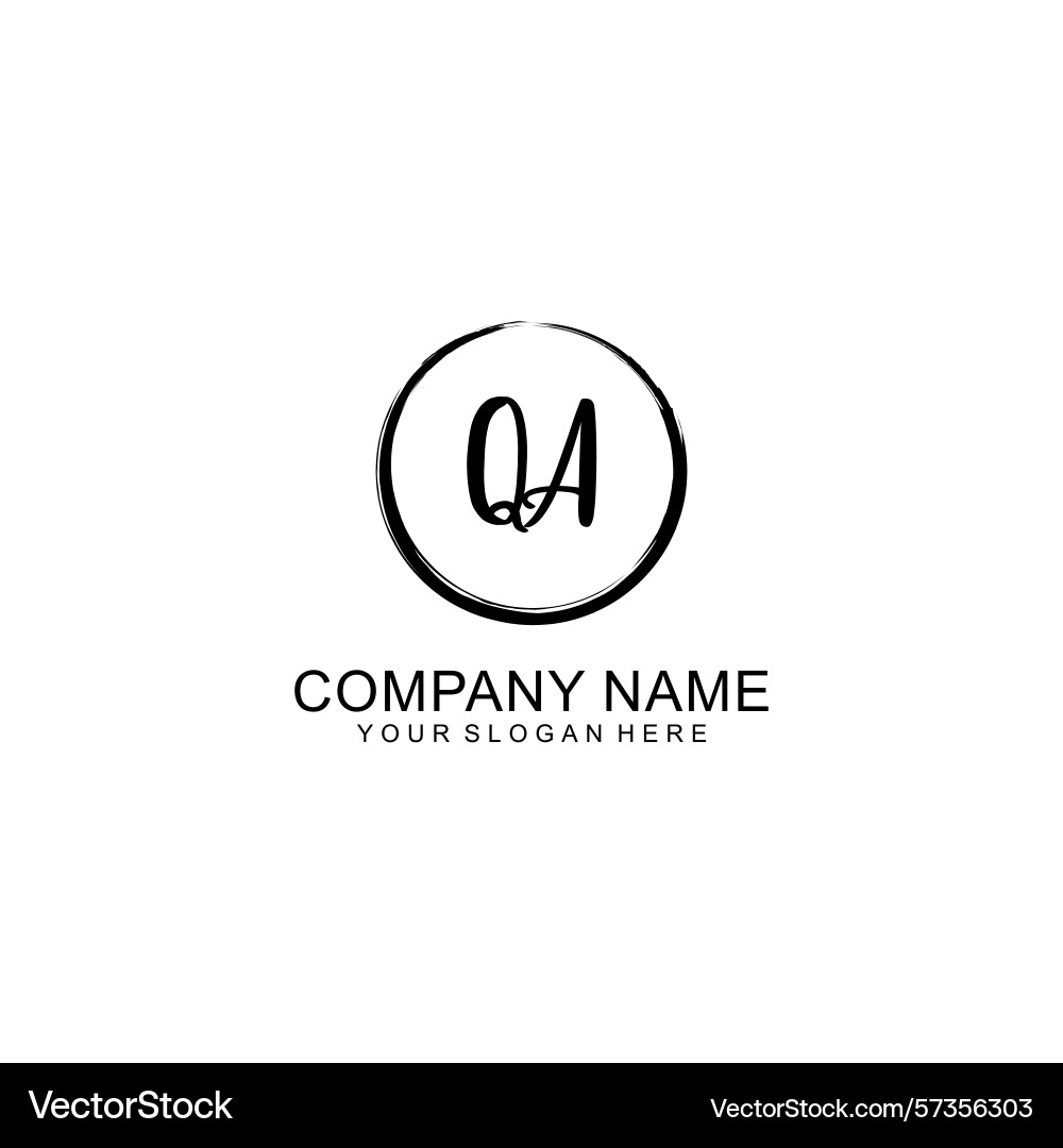 Handwritten qa initial logo with circle Handwritten qa initial logo with circle Vector Image