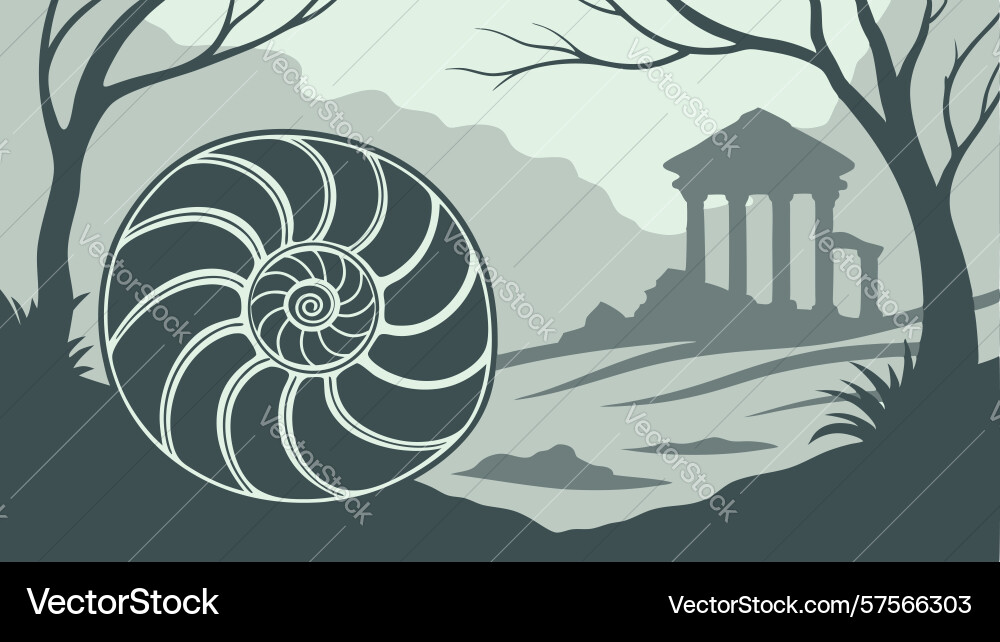 Nautilus shell in mystical forest design Vector Image