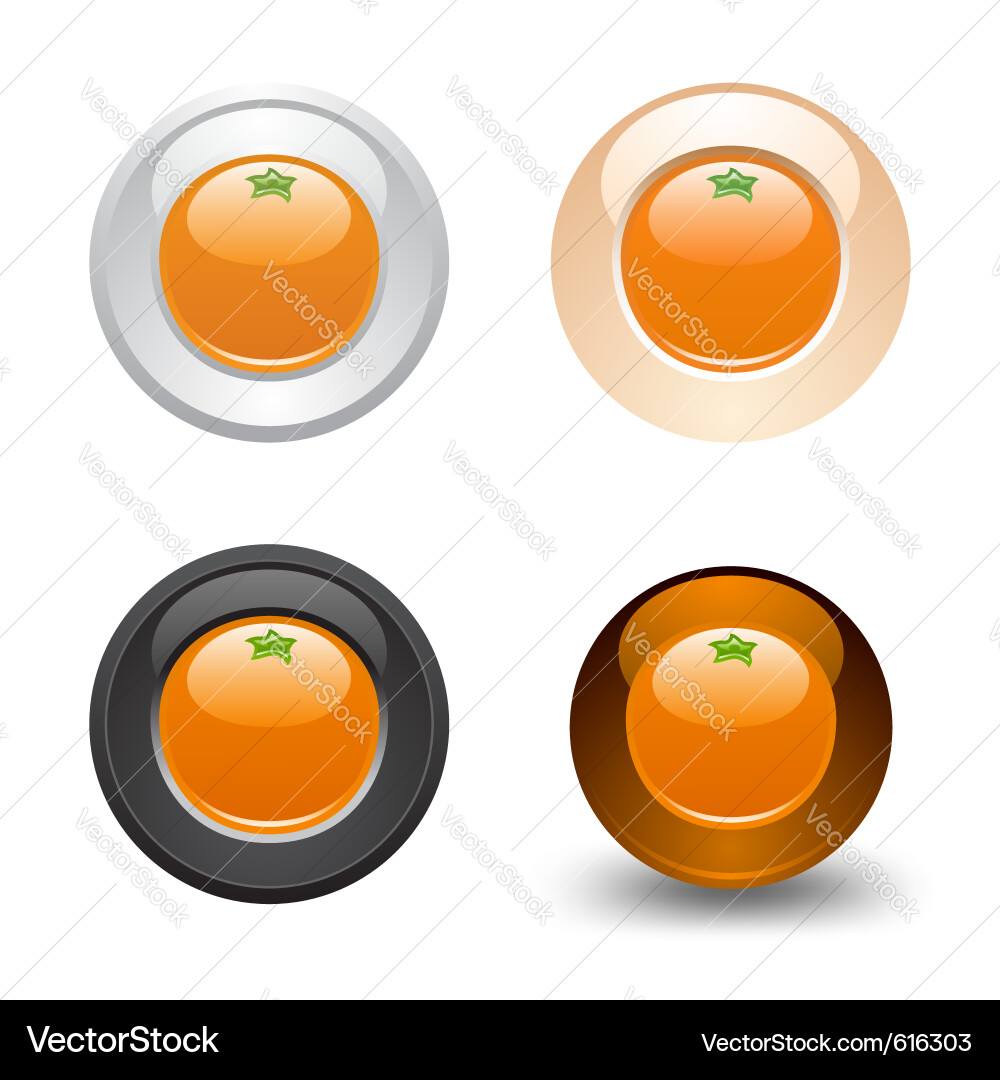 Orange button set web 20 icons vector image