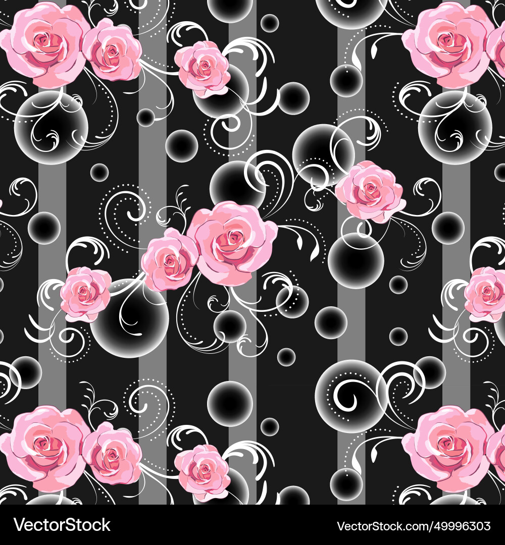 Pattern with roses and decor Royalty Free Vector Image