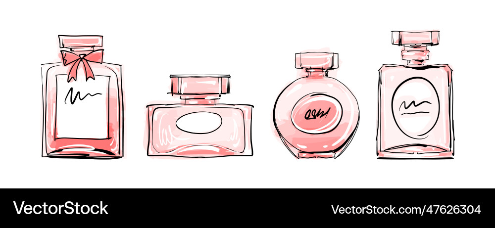 A set of various flasks and bottles for perfume A set of various flasks and bottles for perfume vector image