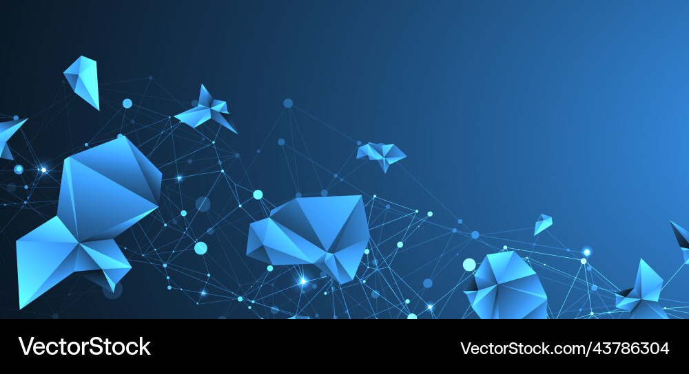 Connected polygons glowing blue plexus background Connected polygons glowing blue plexus background vector image