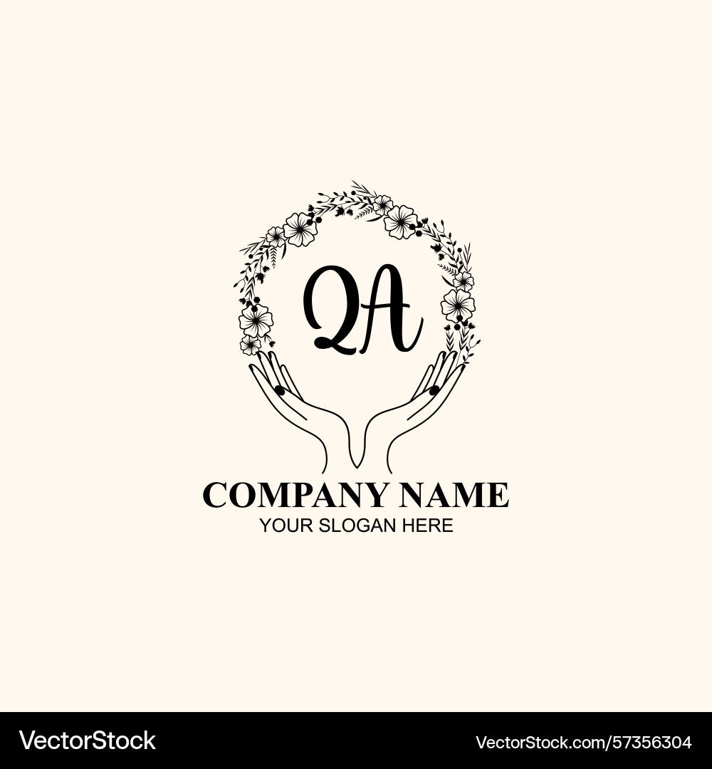 Floral handwriting initial logo qa with nature Vector Image