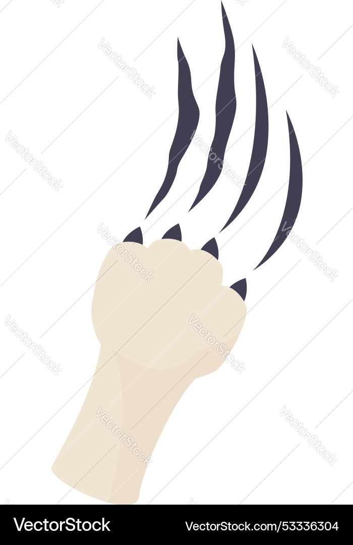 Hand with sharp claws scratching threatening Hand with sharp claws scratching threatening vector image