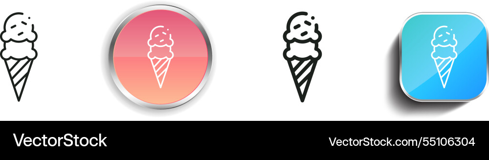 Ice cream icon thin linear regular and button Ice cream icon thin linear regular and button vector image