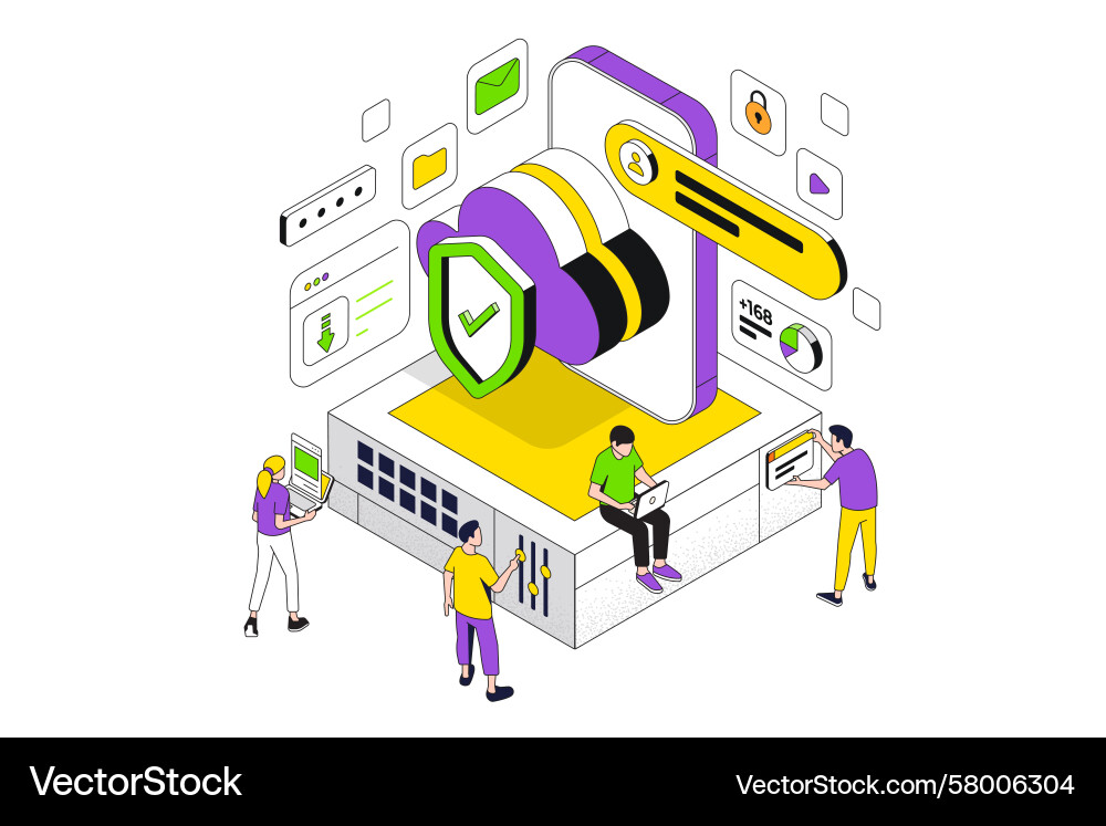 Isometric Cloud Storage Data Network Vector Image
