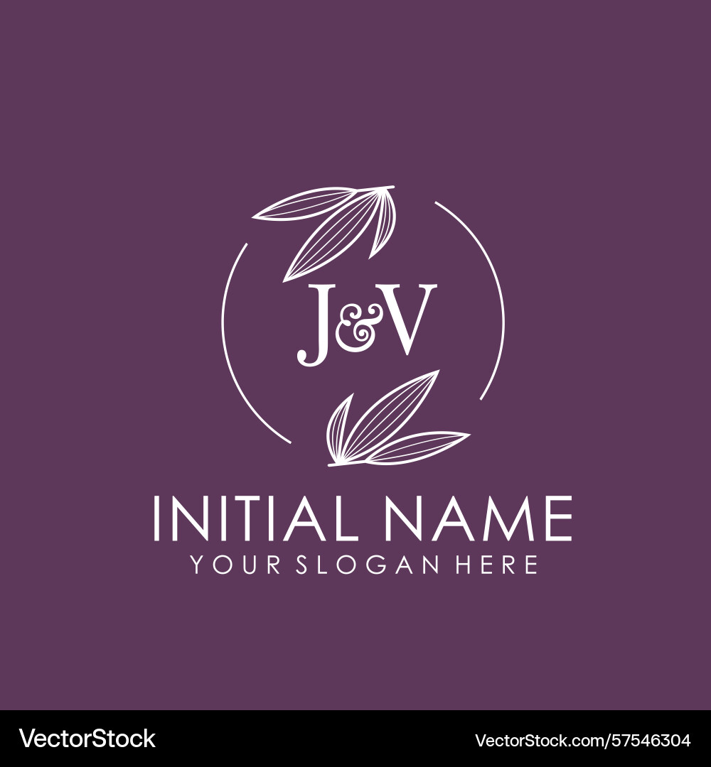 Jv initial logo with botanical circle design Vector Image