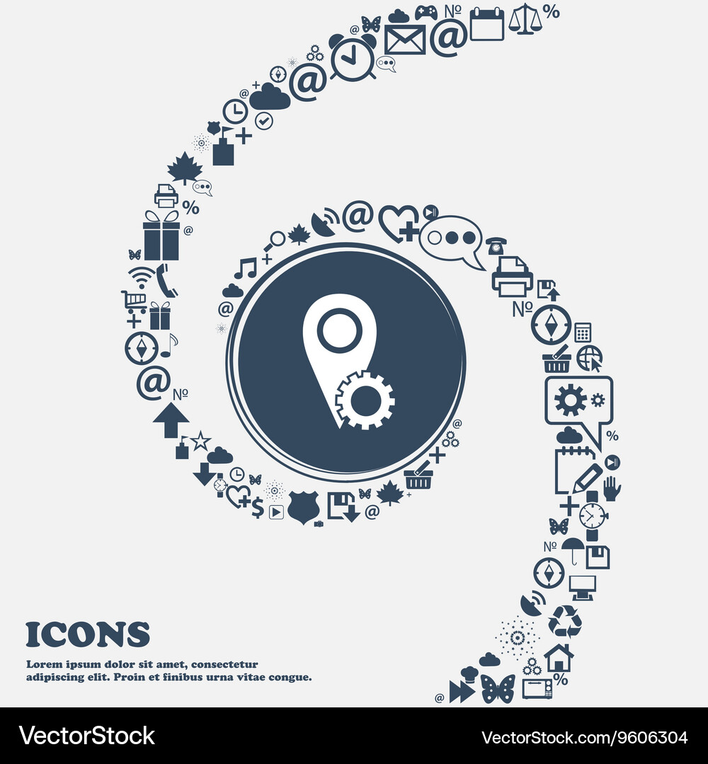 Map pointer setting icon sign in the center around Vector Image