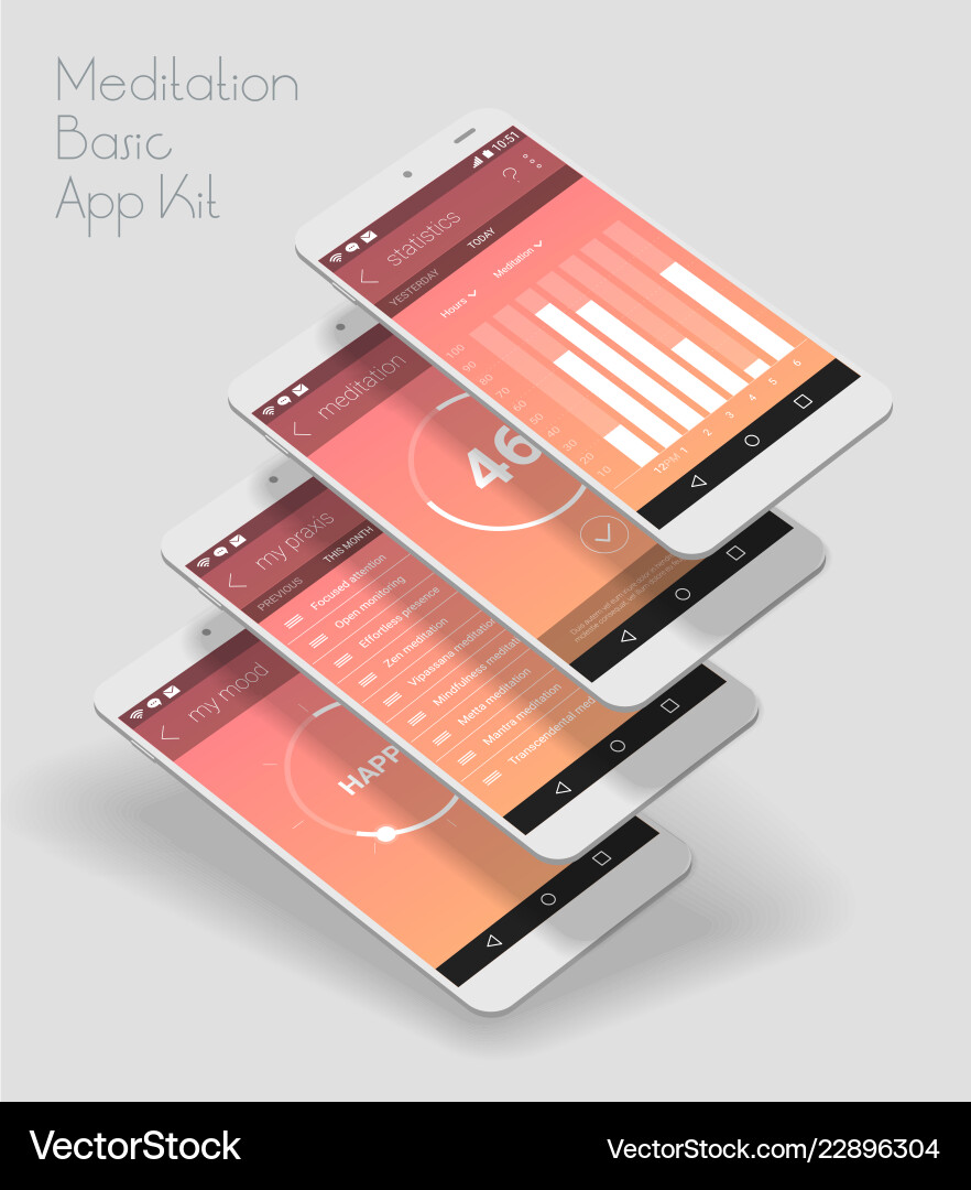 Meditation App UI Mockup vector image