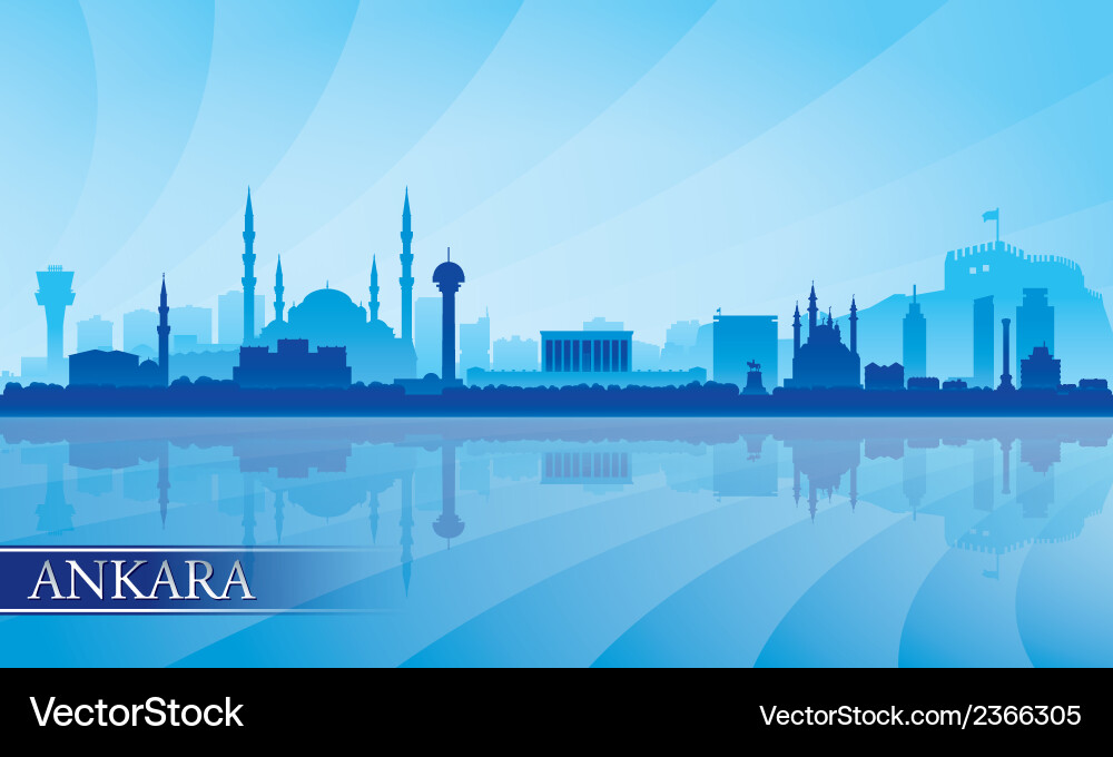 Ankara City Skyline Silhouette Vector Image