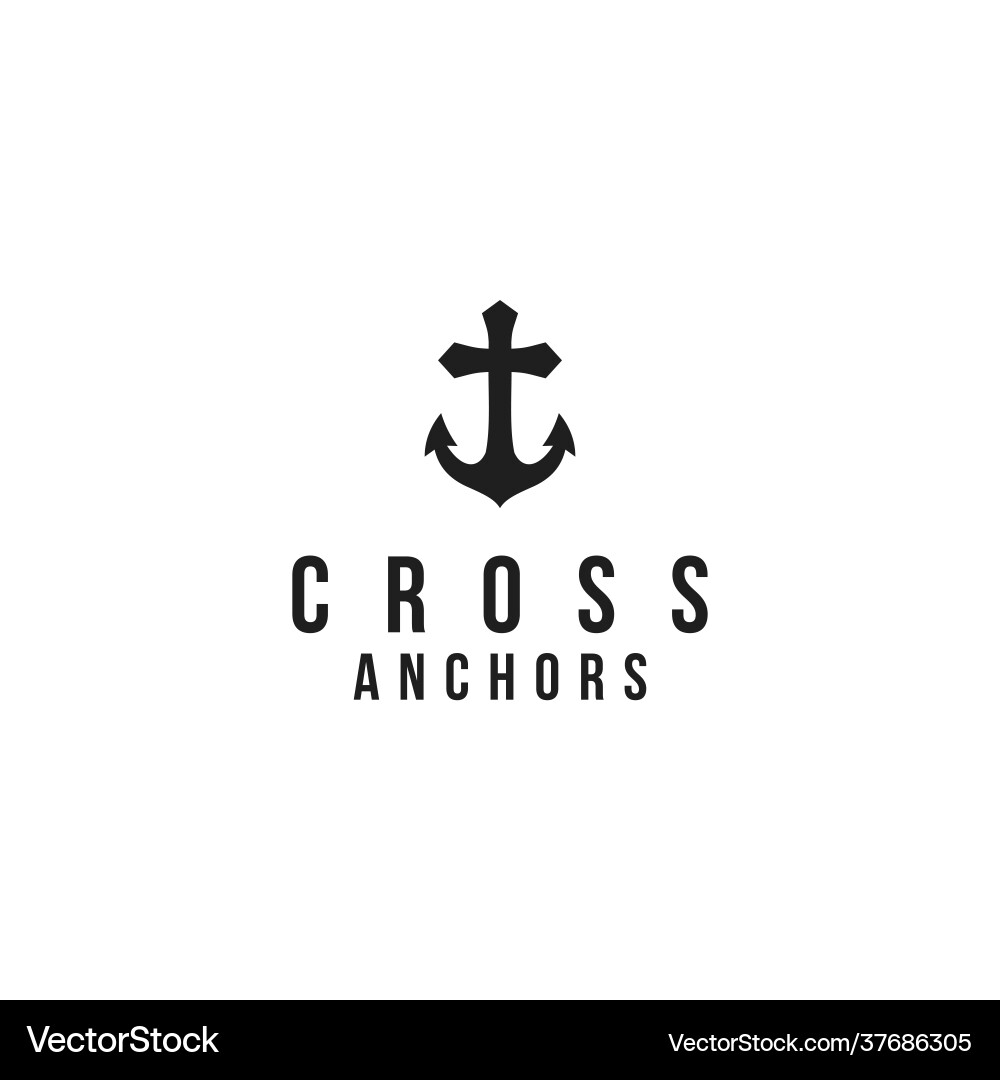 Church christian cross with anchor logo design Church christian cross with anchor logo design vector image