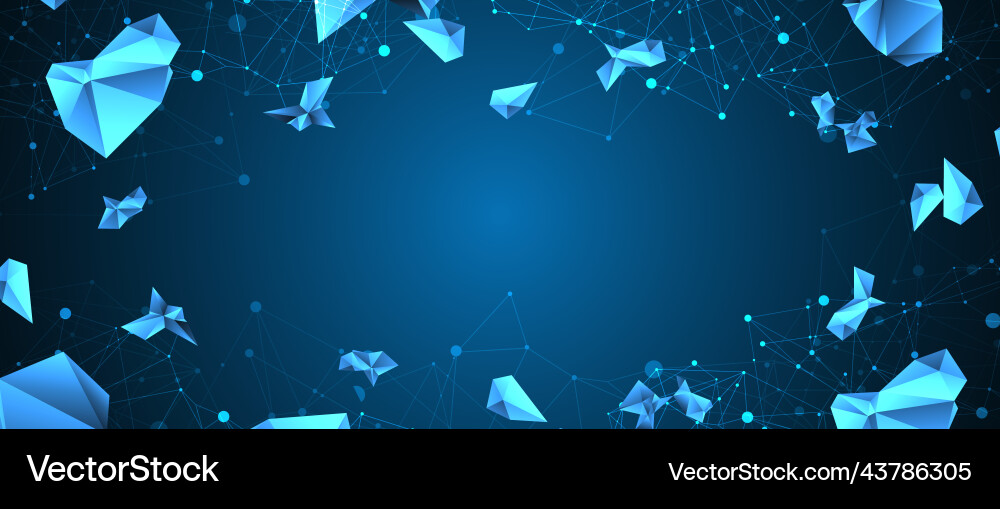 Connected polygons glowing blue plexus background vector image