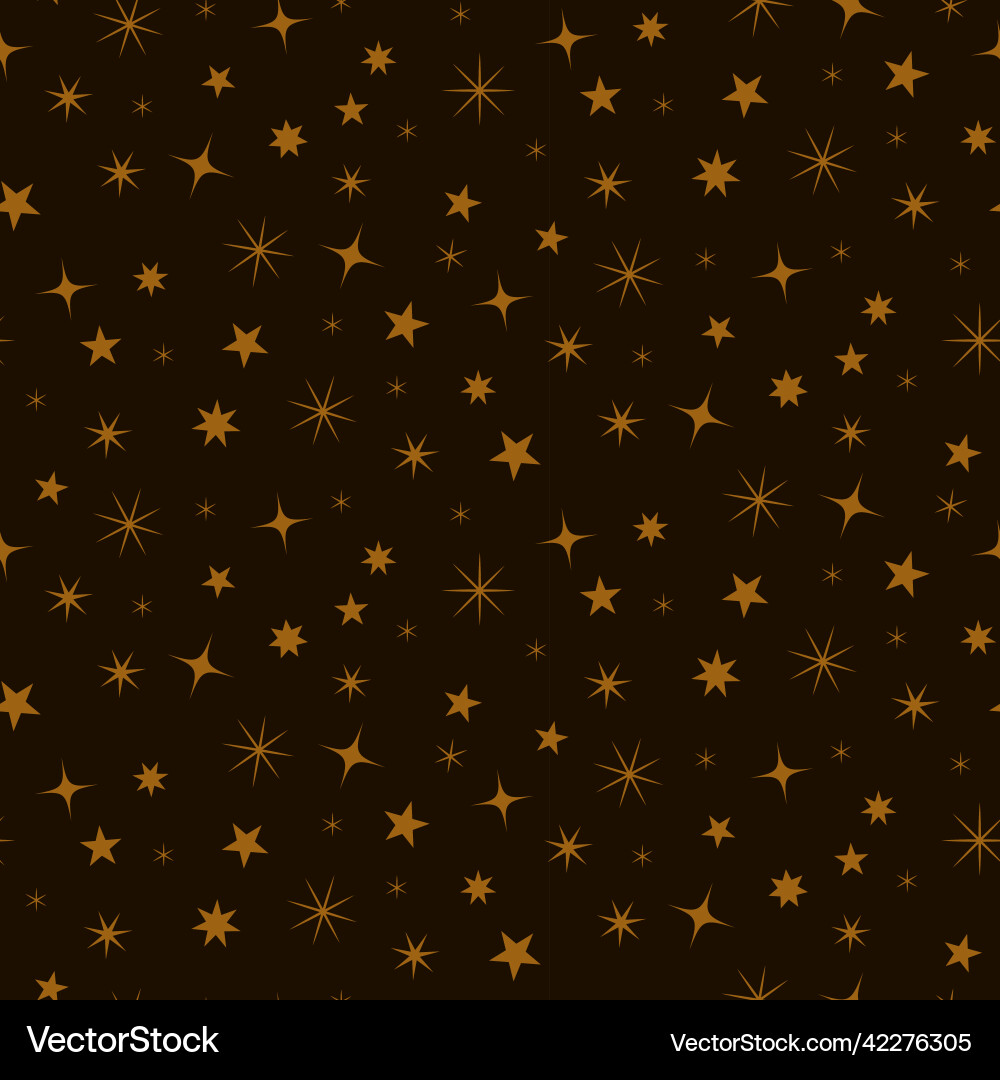 Golden Stars & Sparkles Seamless Pattern Vector Image