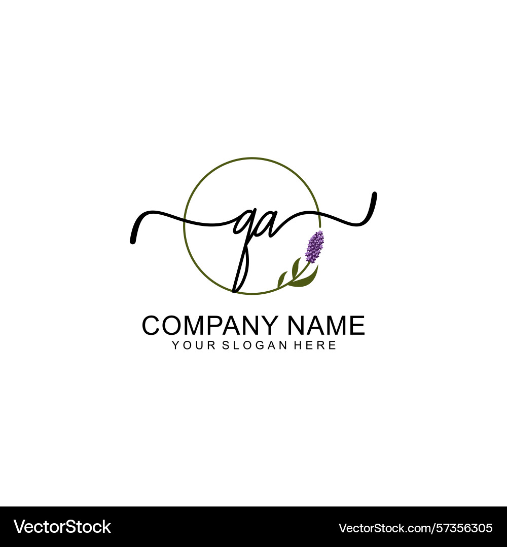 Handwritten qa initial logo with circle Vector Image