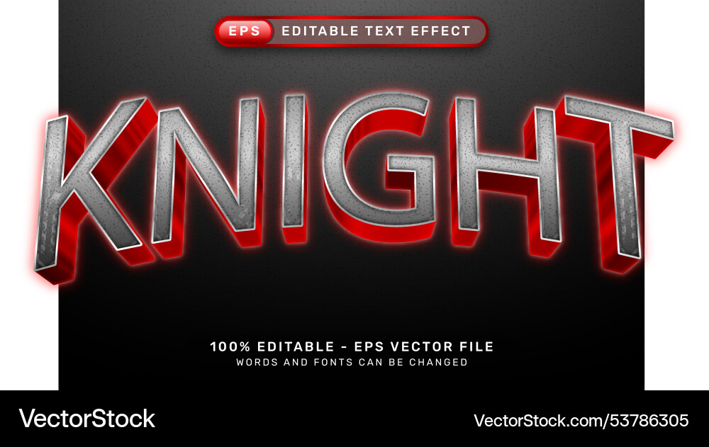 Knight 3d text effect Knight 3d text effect vector image
