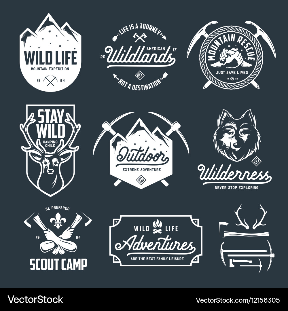 Outdoor Adventure Labels & Badges Vector Image