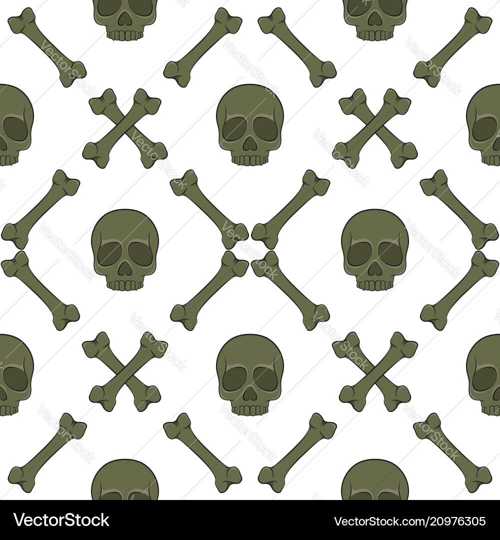 Set of seamless patterns with skull and bones vector image