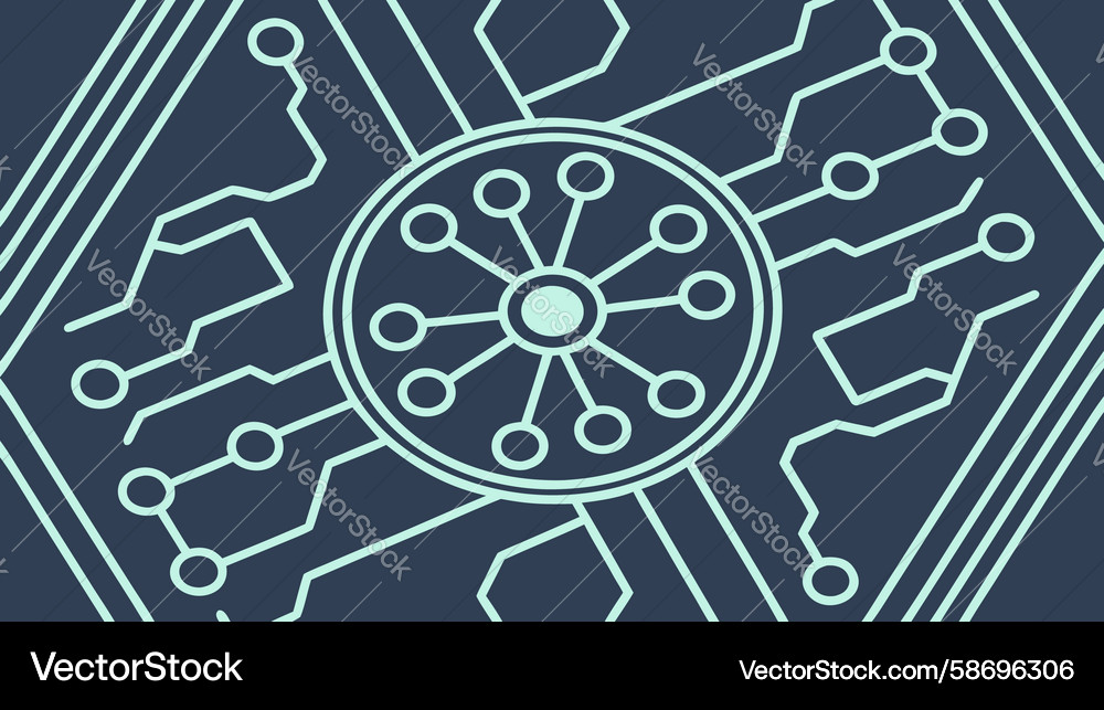 Abstract circuit board core and connection points Vector Image
