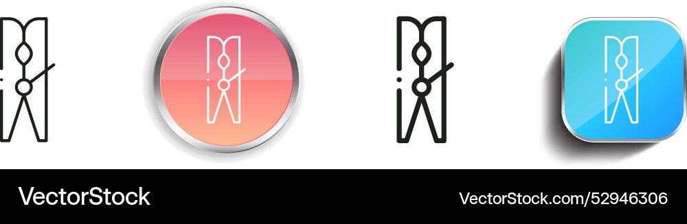 Clothes peg icon thin linear regular and button Clothes peg icon thin linear regular and button vector image