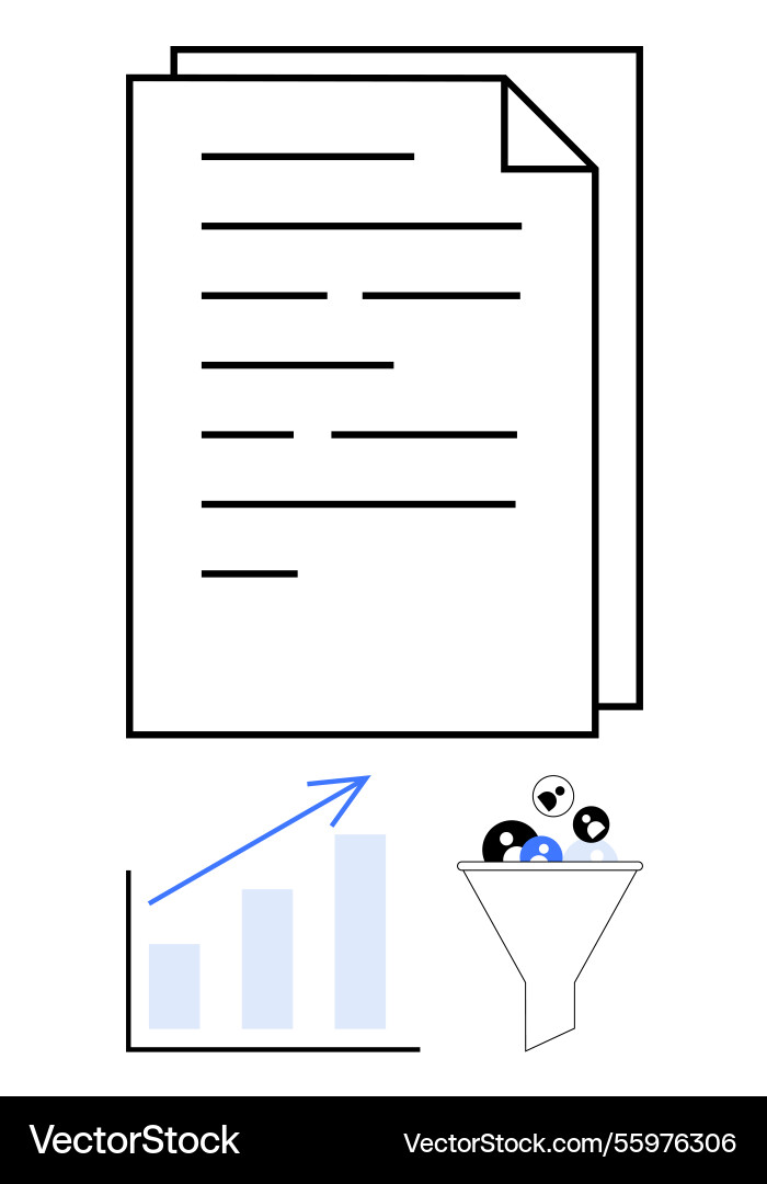 Data analysis with documents growth chart Data analysis with documents growth chart vector image