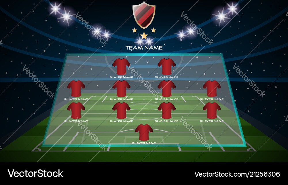 Football grass field with starting line Vector Image