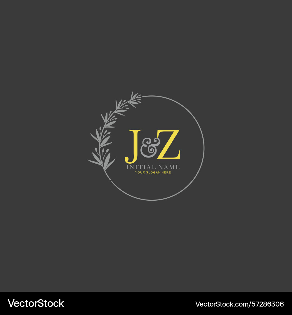 Jz initial logo templates with botanical elements Vector Image