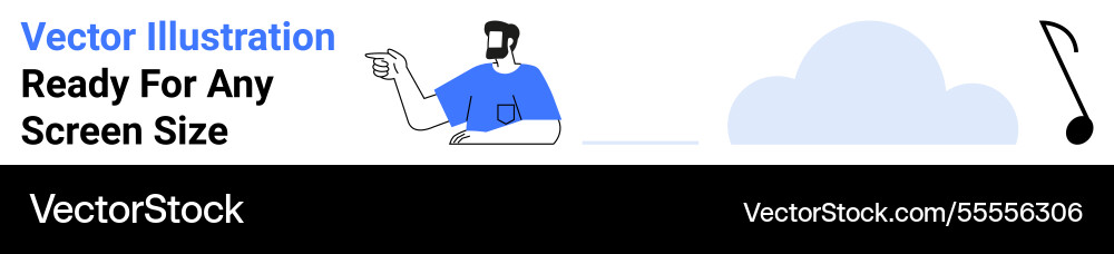 Man gesturing towards cloud with music note Vector Image