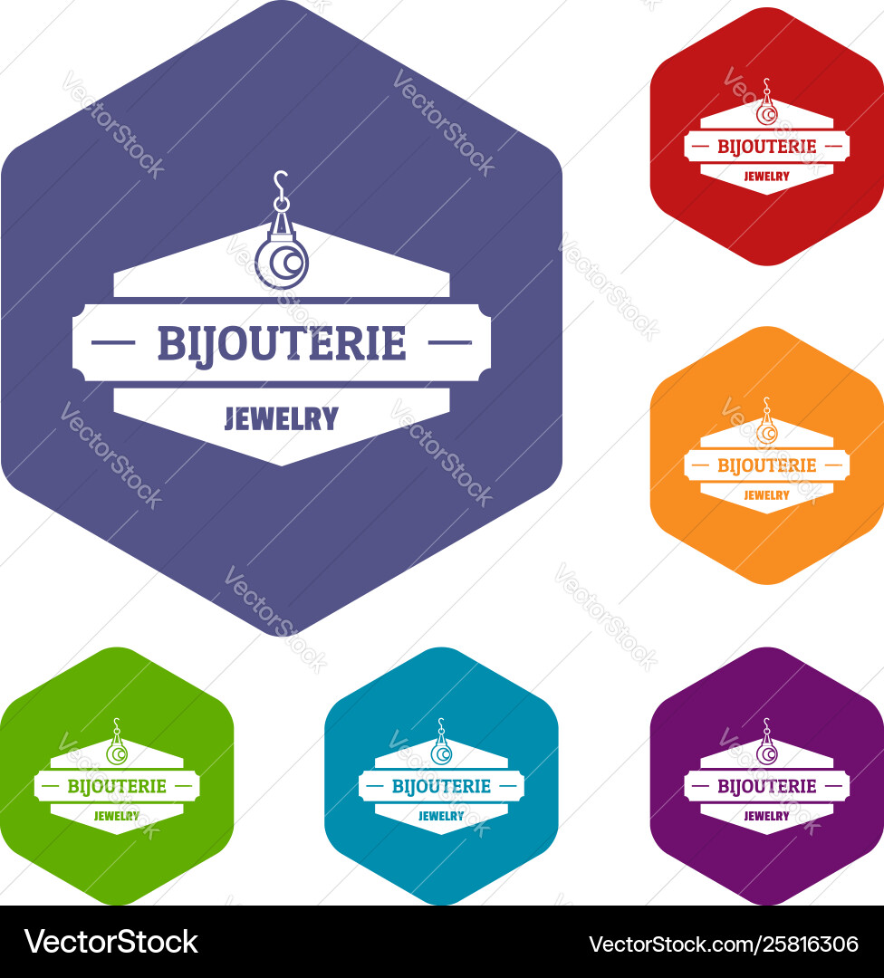 Schmuck Shop Icons Hexahedron Schmuck Shop Icons Hexahedron vektorbild