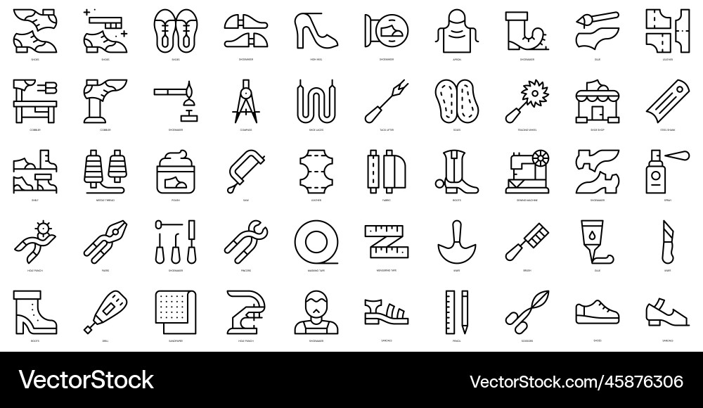 Set of thin line shoemaker icons Set of thin line shoemaker icons vector image