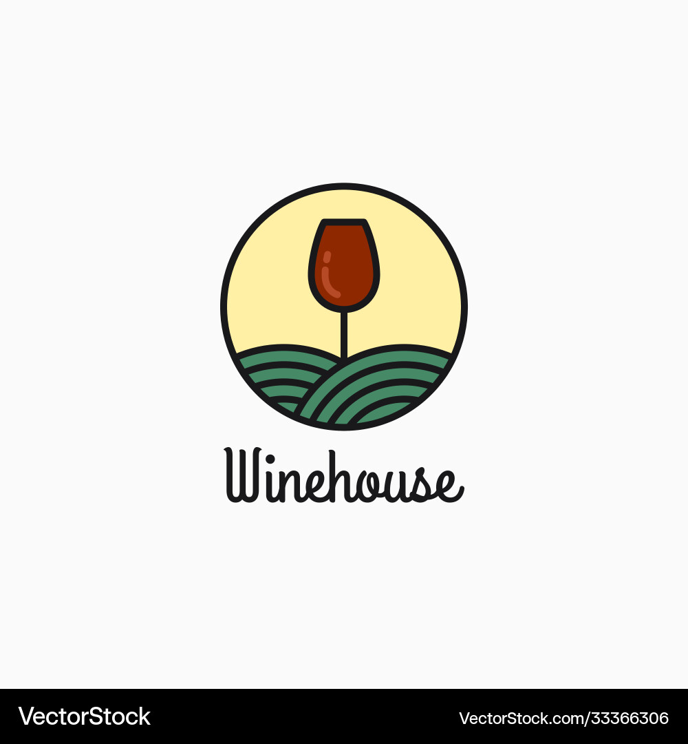 Wine glass logo linear design on white vector image