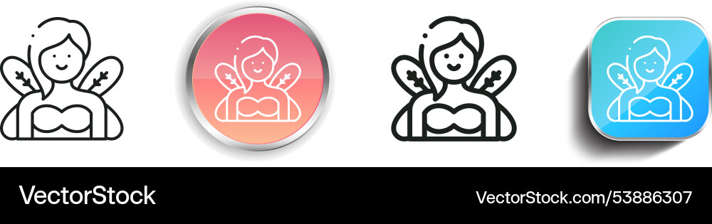 Fairy icon thin linear regular and button style vector image