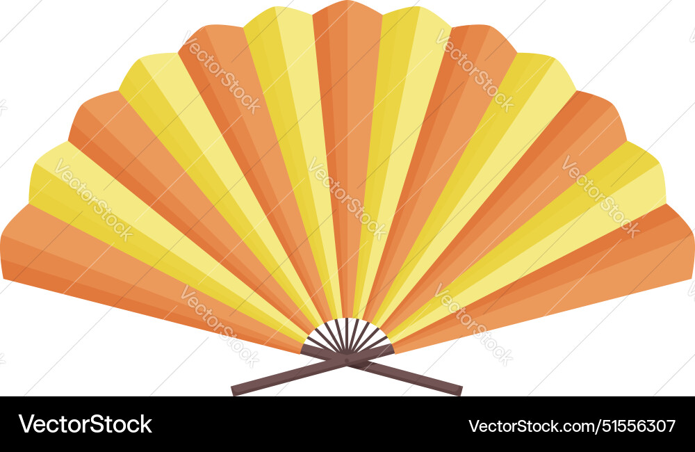 Handheld fan is folded and open showing Vector Image