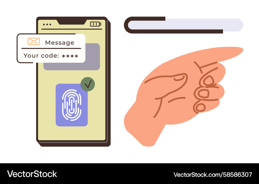 Mobile fingerprint authentication and code Vector Image