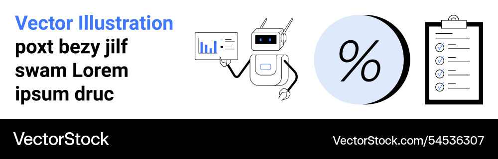 Robot presenting data chart percentage symbol Robot presenting data chart percentage symbol vector image